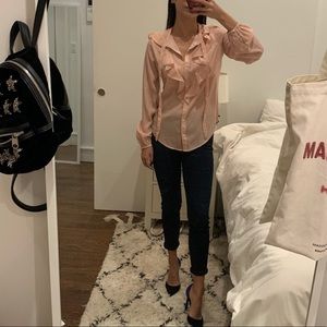 A&F pink paisley button up shirt